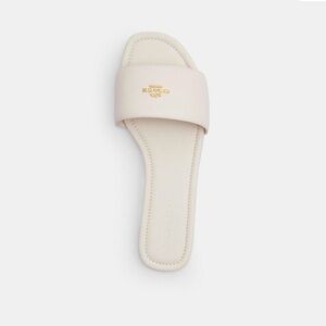 Coach Chalk White Leather Slide Sandals 10